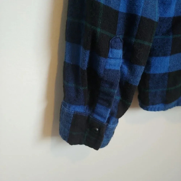 George Blue &  Black Plaid Flannel Top, XS - Picture 3 of 6
